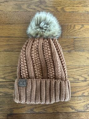 Adult C.C Brown Beanie with Pom